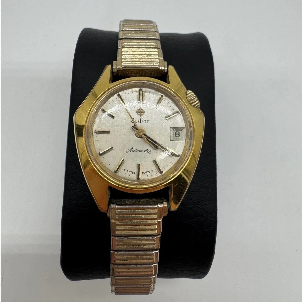 Zodiac Olympos Automatic Womens Watch 10k RGP Speidel Band Swiss Made Vintage